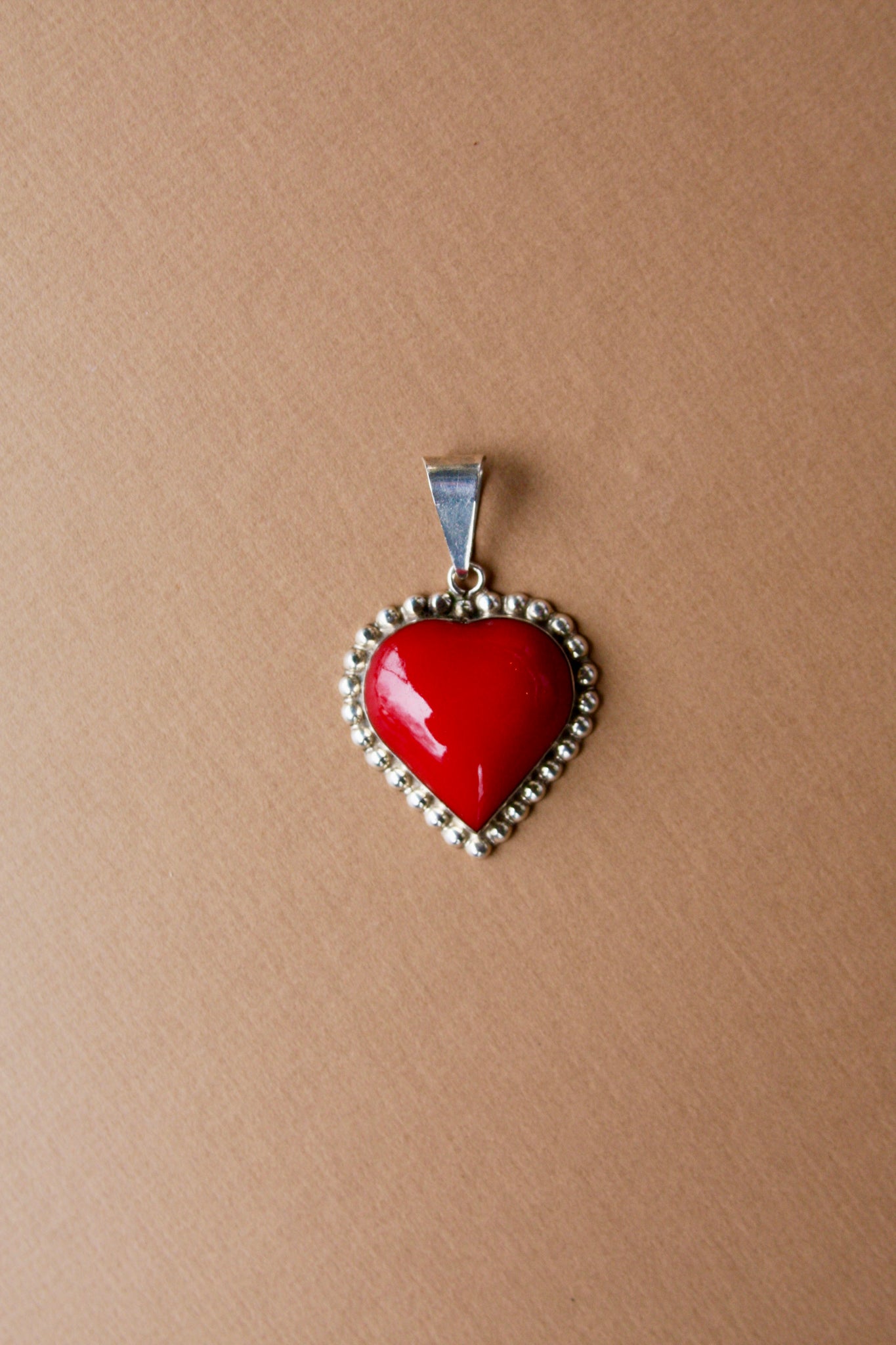 Sterling Silver Large Puffy Red Heart Charm
