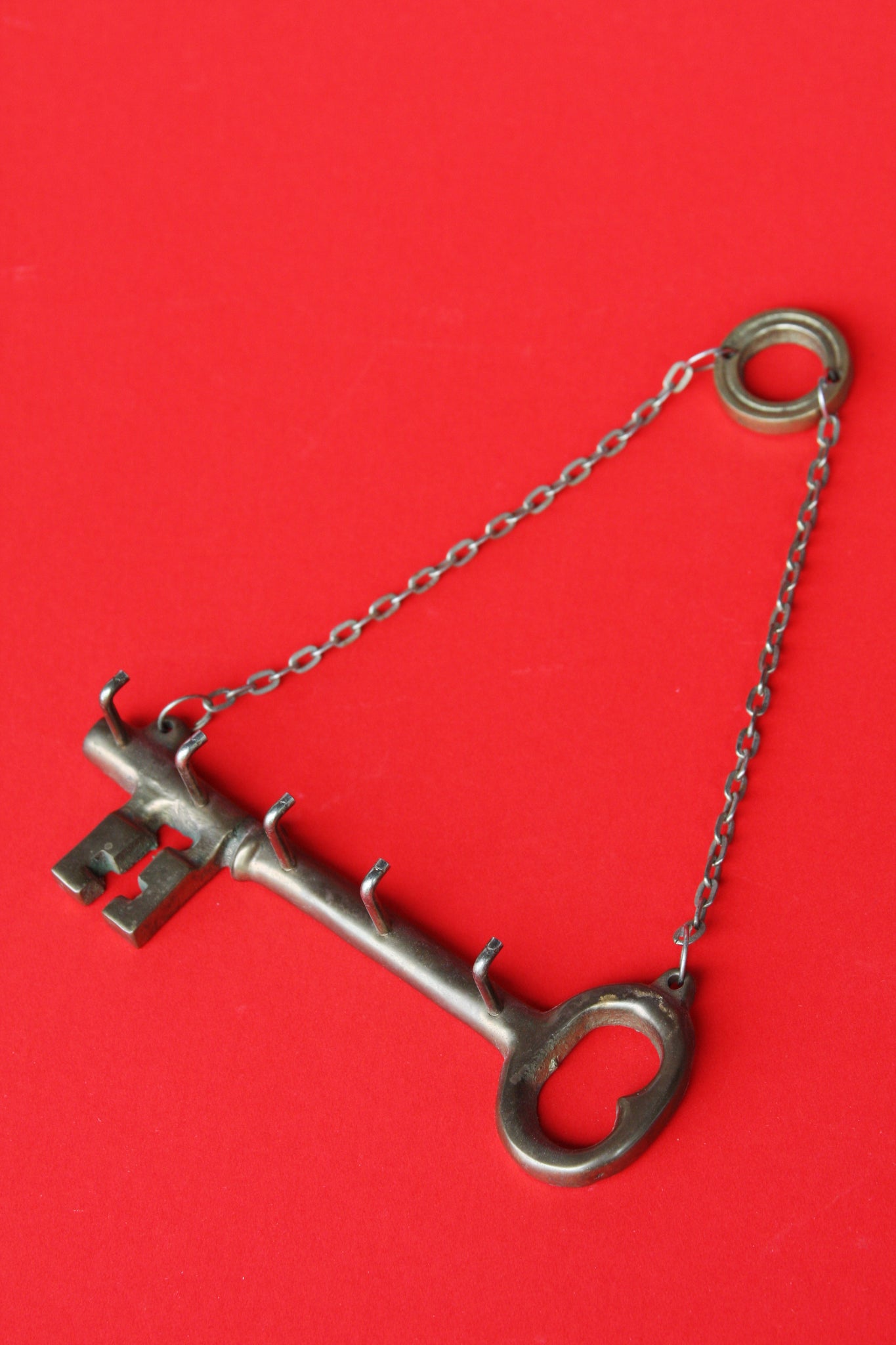 Vintage Brass Key Holder With Hooks