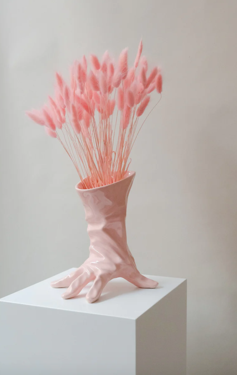 Handmade Ceramic Pink Glove Vase