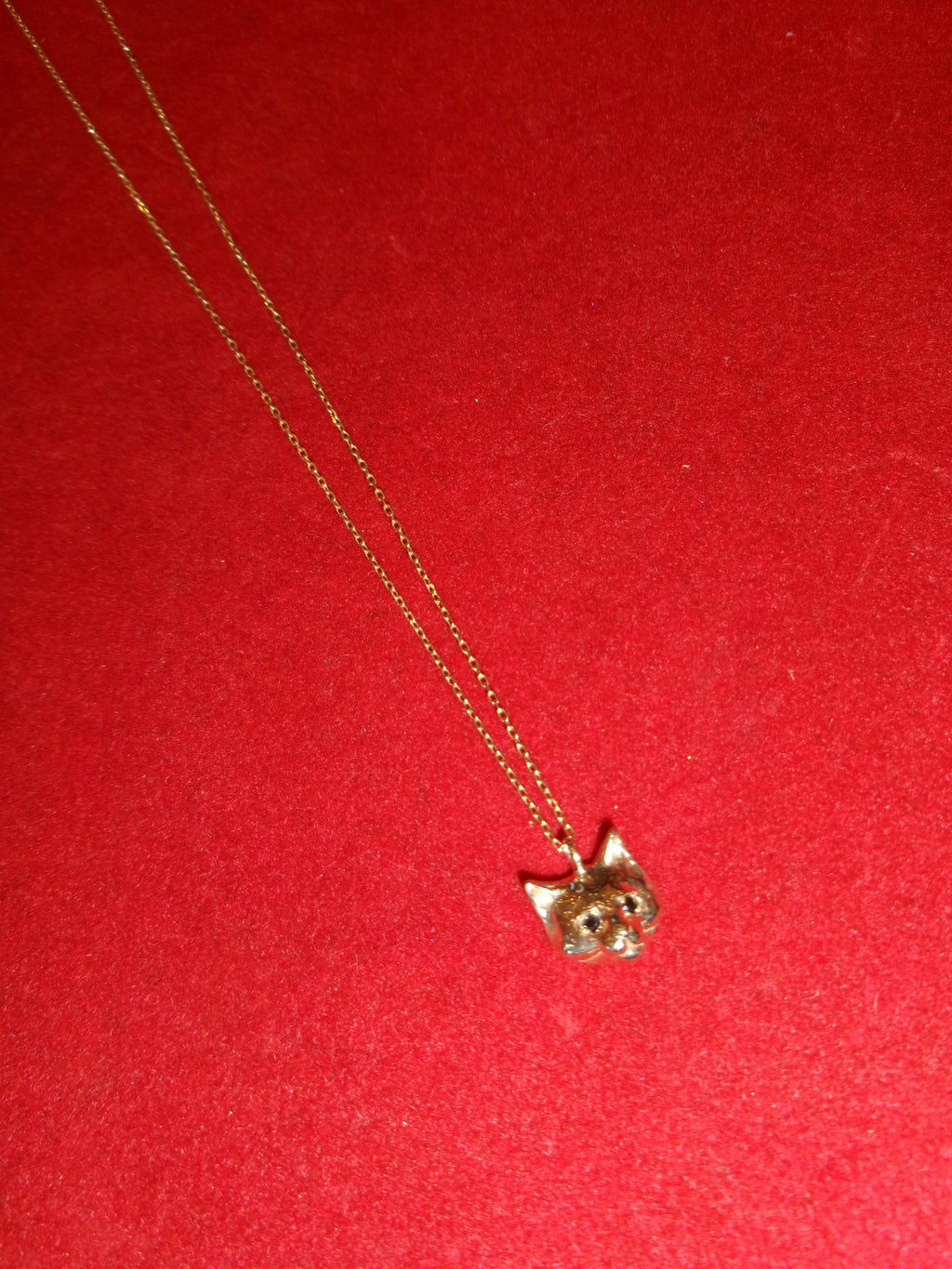 10k Gold Black Diamond Cat Necklace