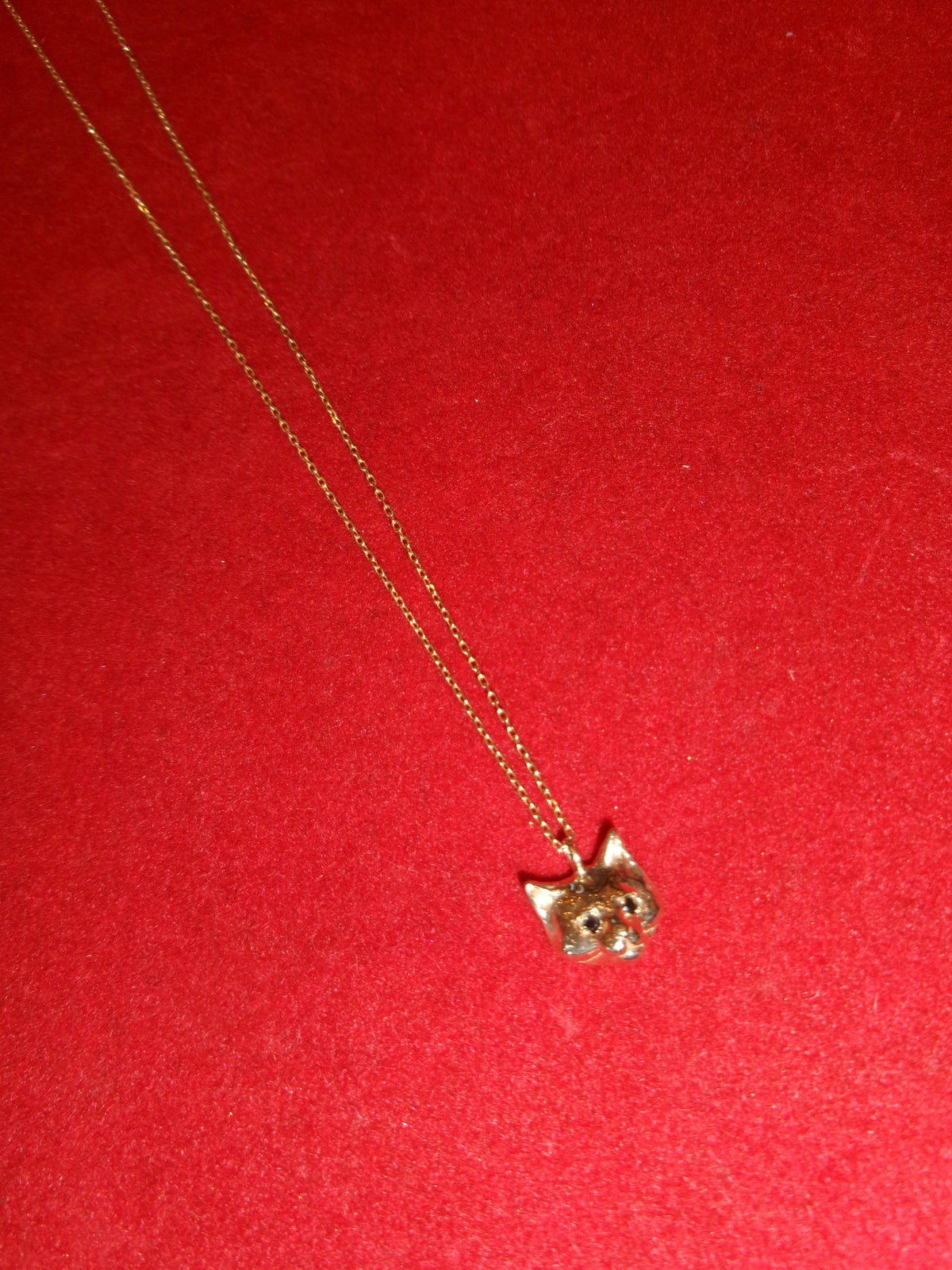 10k Gold Black Diamond Cat Necklace