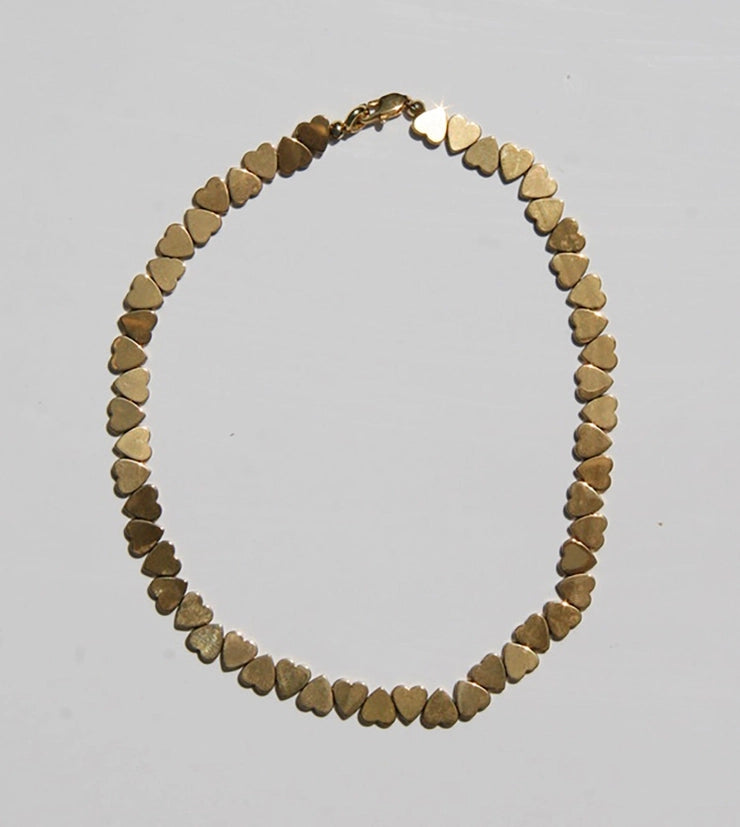 Lover Gold Hematite Heart Necklace - 16"