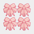 Set of 4 Pink Bow Linen Blend Coasters