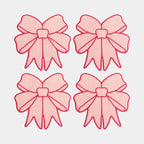 Set of 4 Pink Bow Linen Blend Coasters