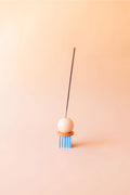 Hand Painted Wooden Incense Holder - Peach + Light Blue