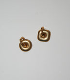 Geometric Gold Hematite Asymmetrical Earrings