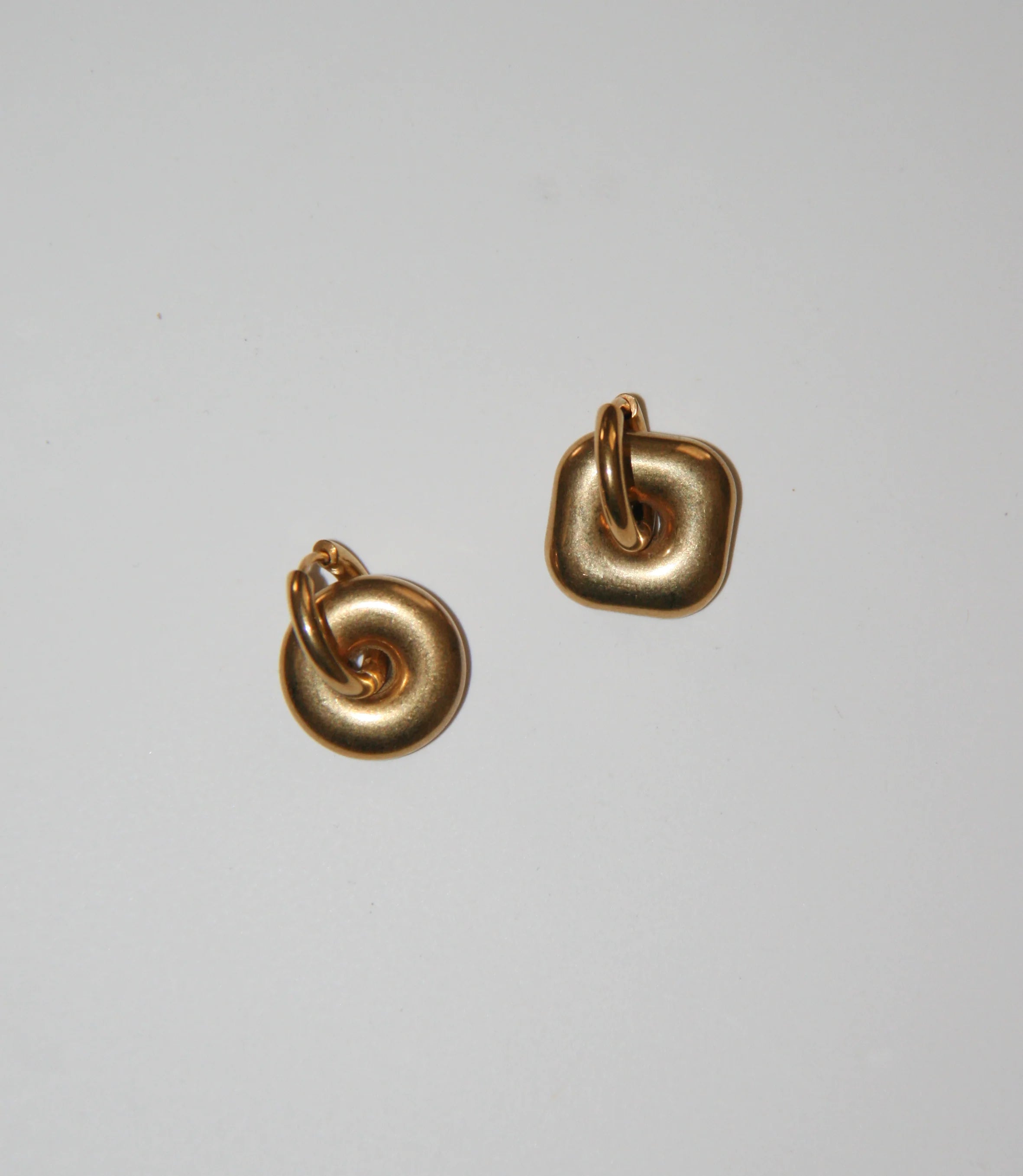Geometric Gold Hematite Asymmetrical Earrings