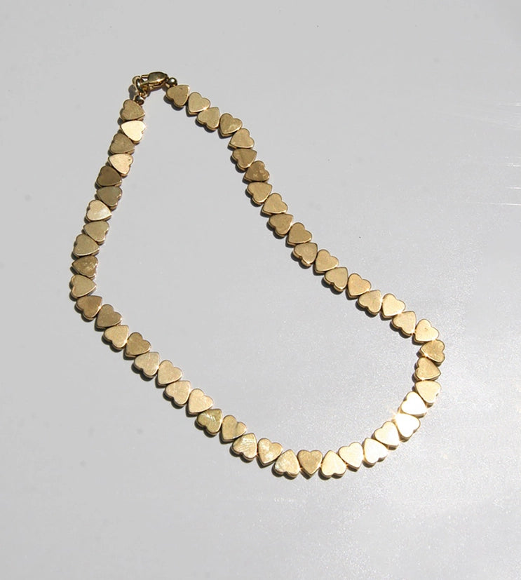 Lover Gold Hematite Heart Necklace - 16"