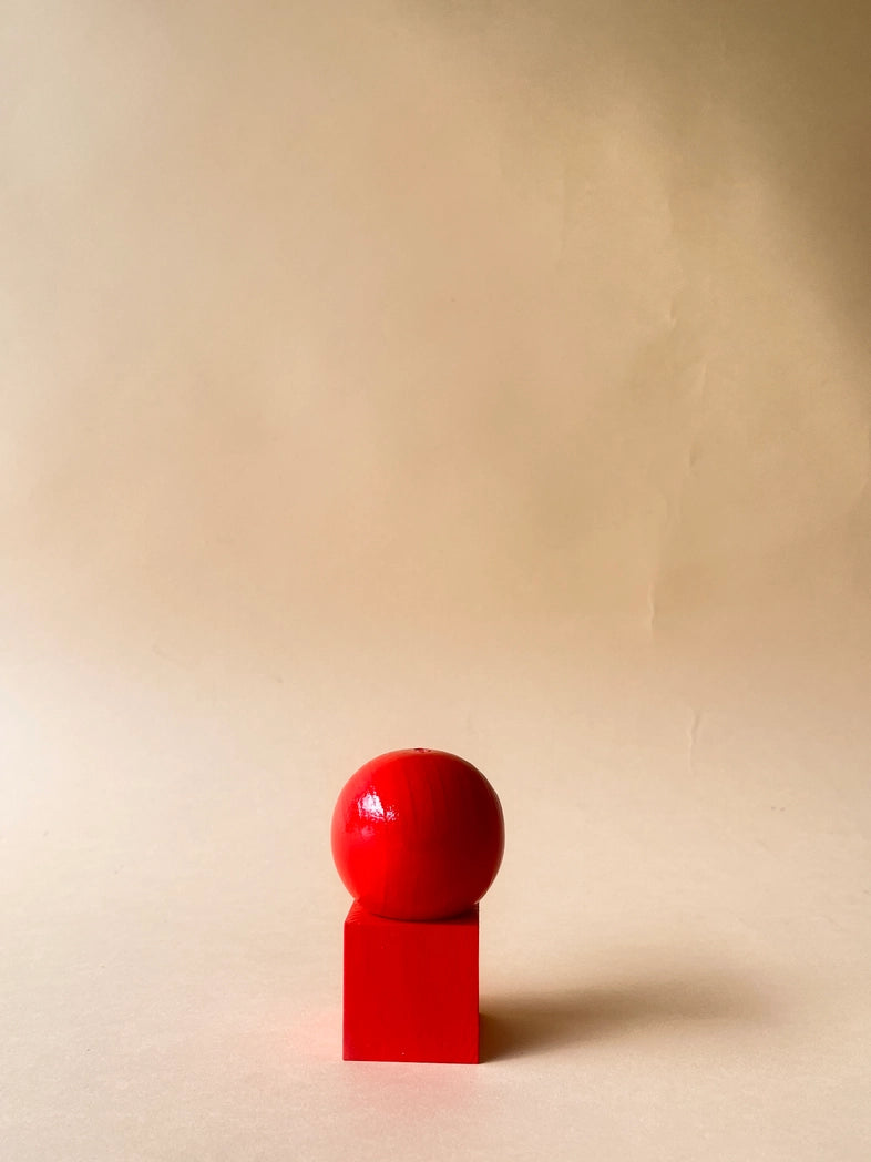 Hand Painted Wooden Incense Holder - Red
