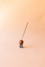 Hand Painted Wooden Incense Holder - Dark Wood + Black Stripes