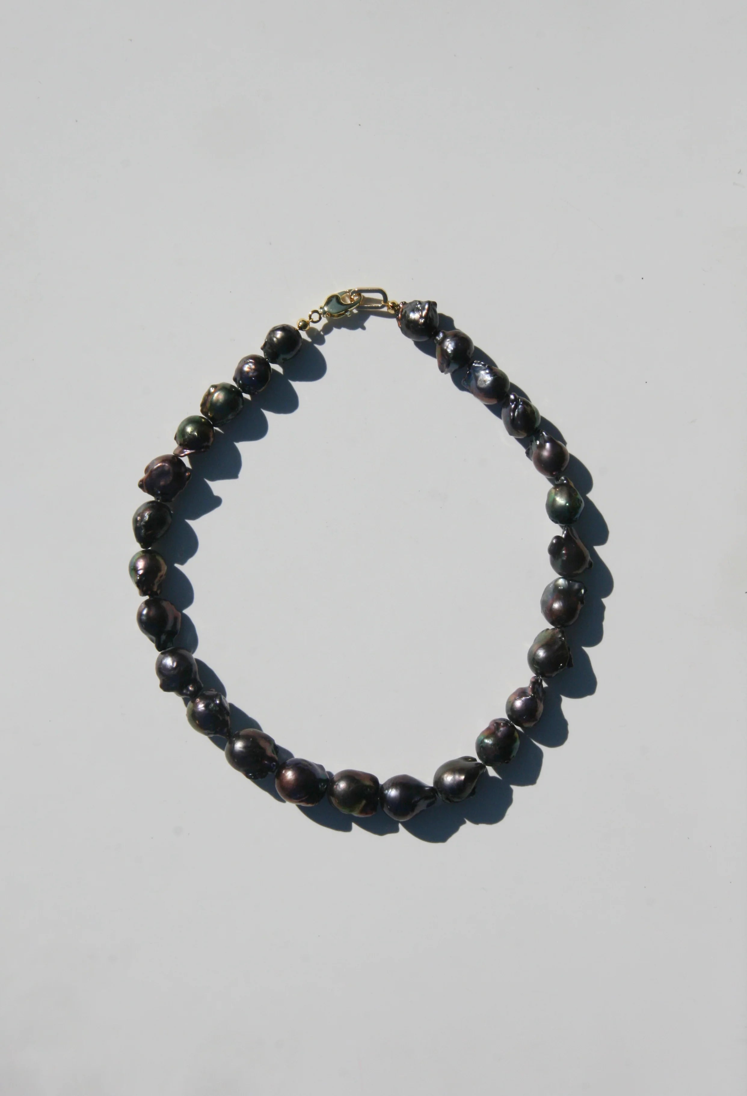 Peacock Black Baroque Pearl Necklace 16"