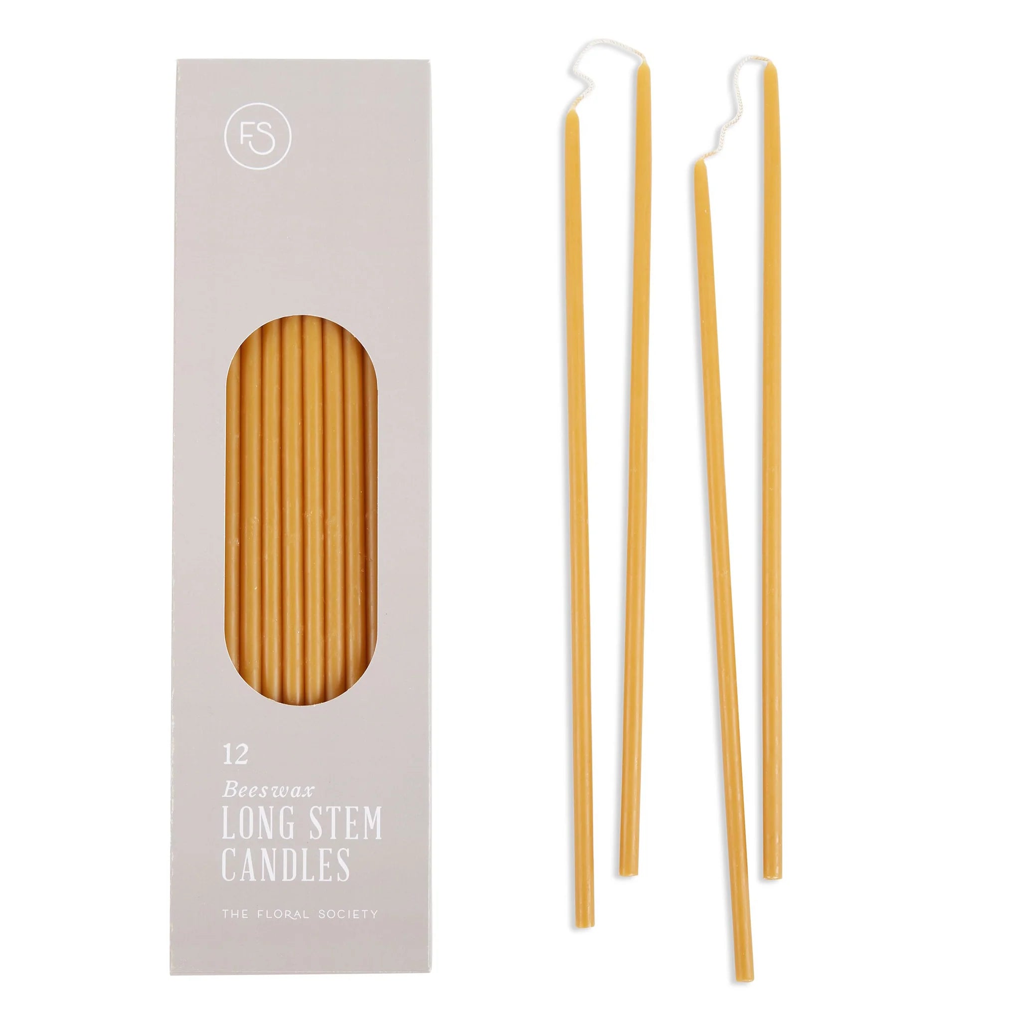Beeswax Dipped Long Stem Candles - Natural Ochre Color