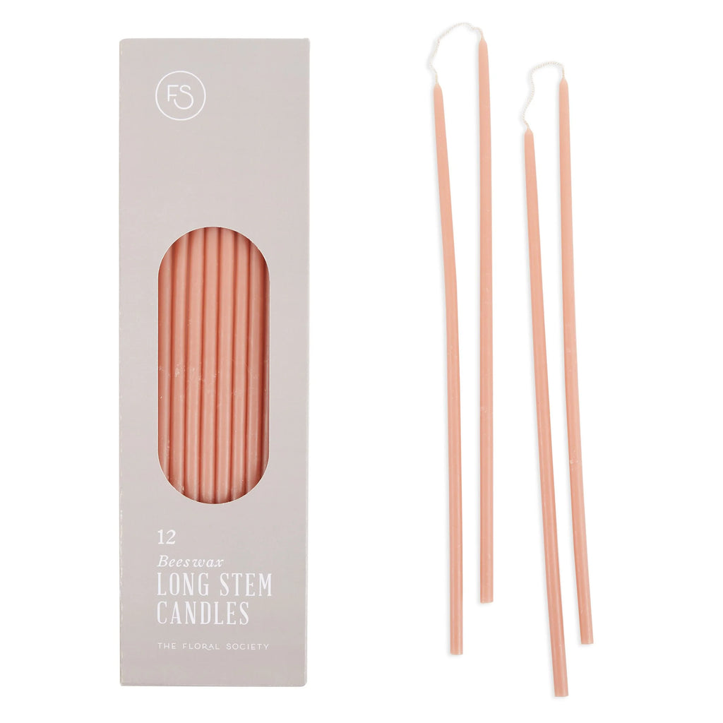 Beeswax Dipped Long Stem Candles - Light Pink Color