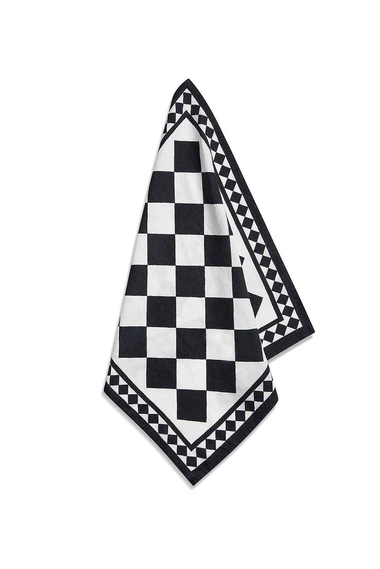 Black Check Linen Napkin
