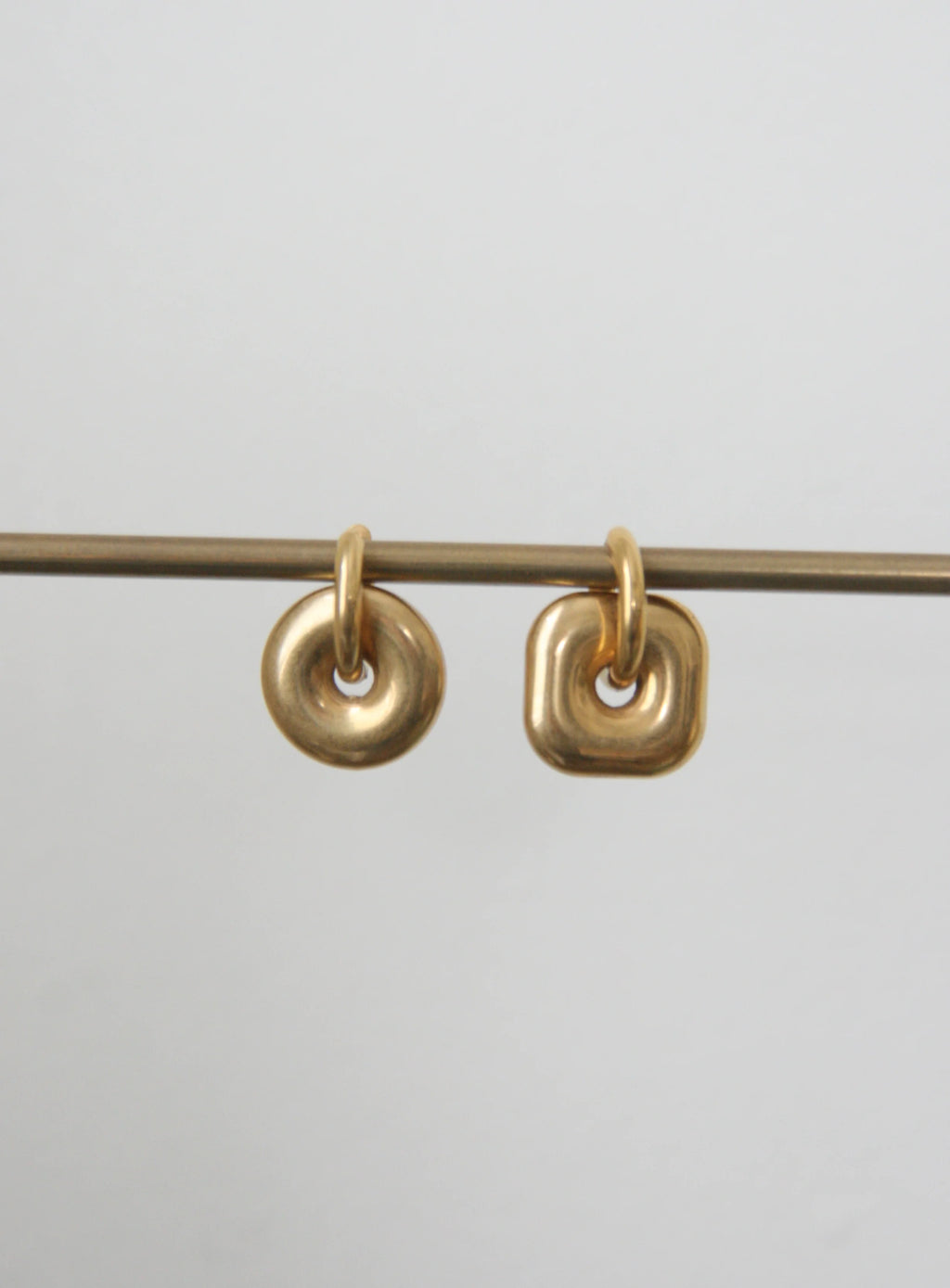 Geometric Gold Hematite Asymmetrical Earrings