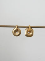 Geometric Gold Hematite Asymmetrical Earrings