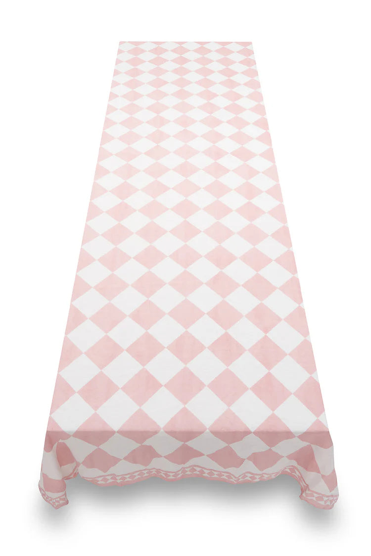 Pink Check Linen Tablecloth x Claridge's