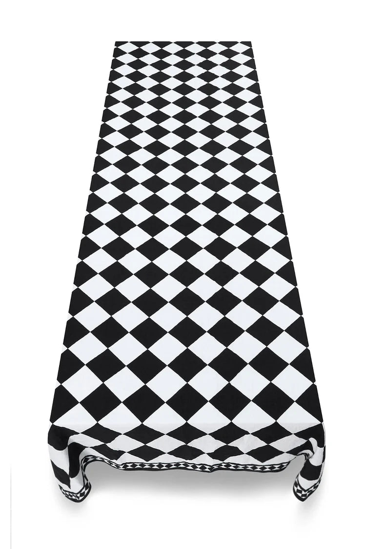 Black Check Linen Tablecloth x Claridge's