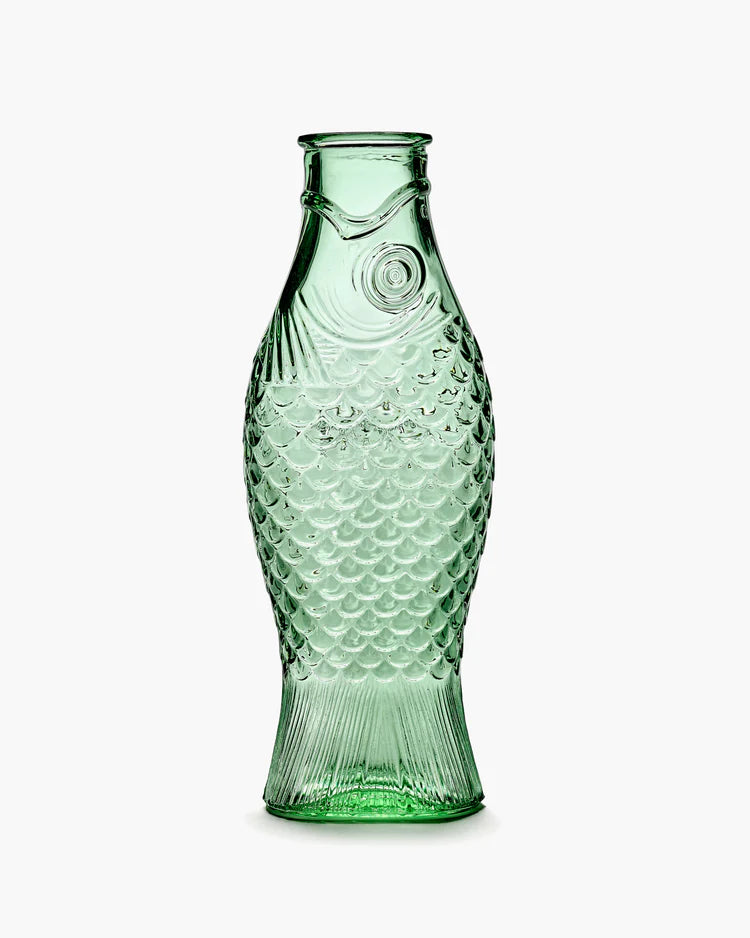 Green Fish Glass Carafe / Vase