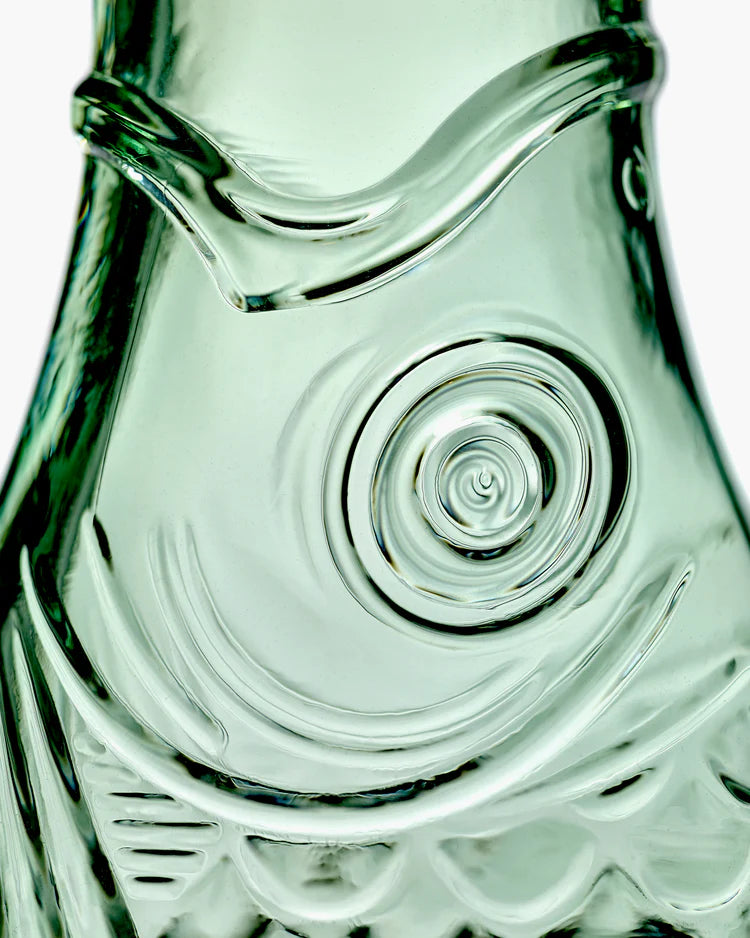 Green Fish Glass Carafe / Vase
