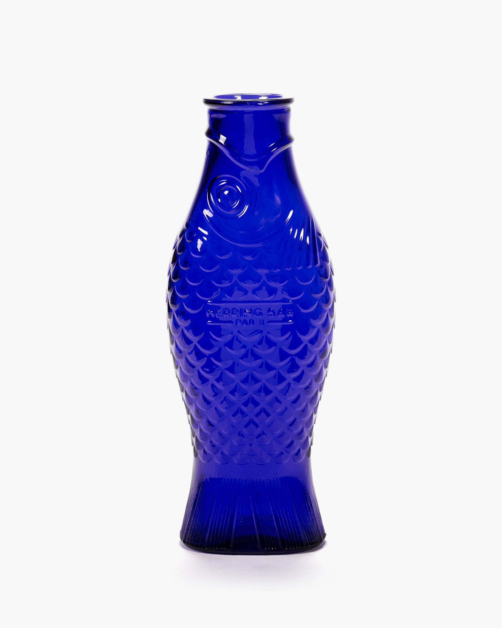 Cobalt Blue Fish Glass Carafe / Vase