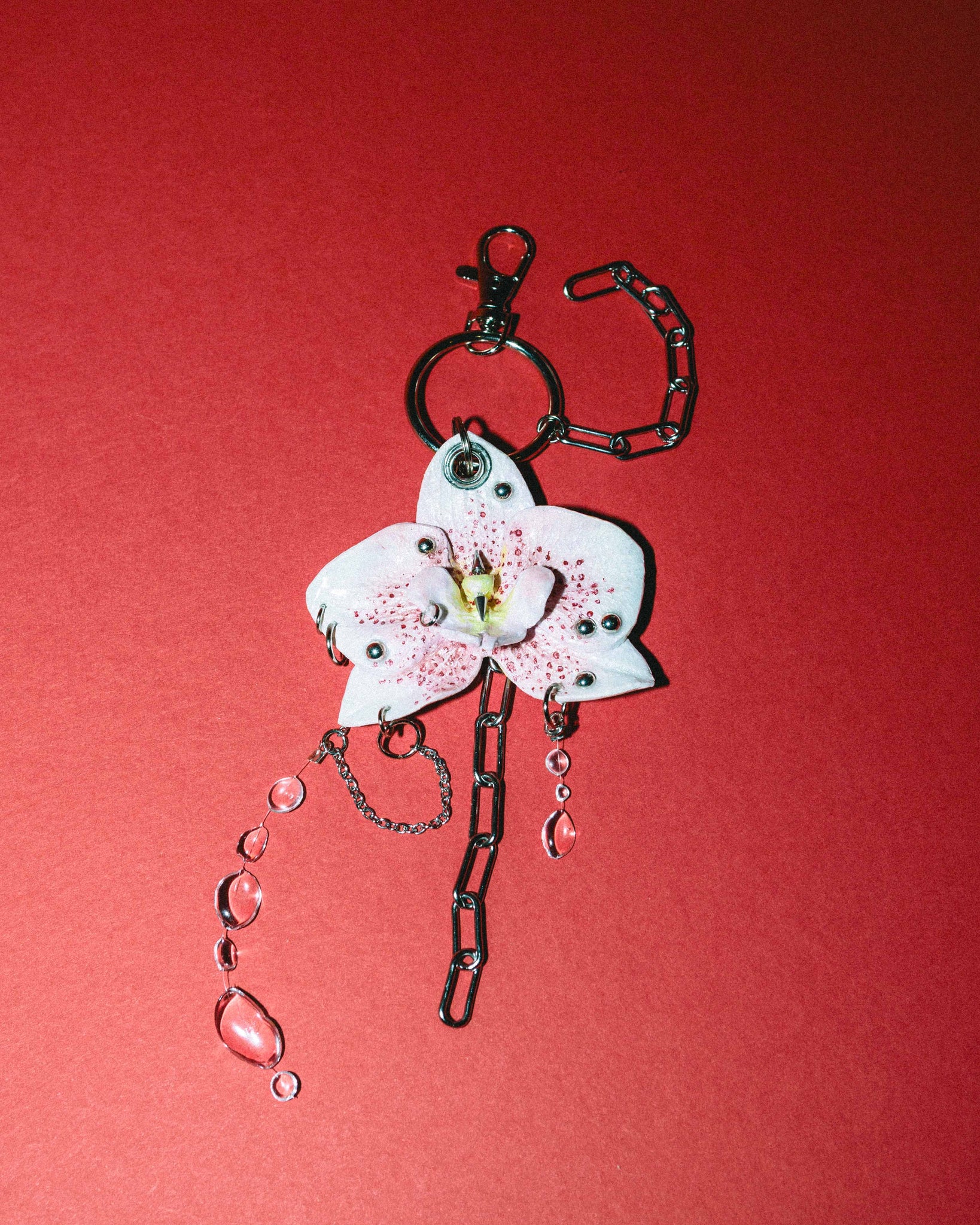 Orchid Bag Charm - Hand Sculpted & Adorned