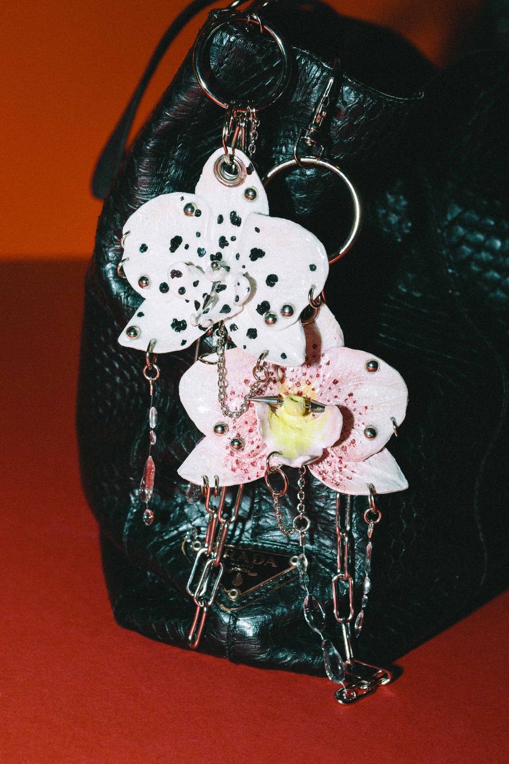 Orchid Bag Charm - Hand Sculpted & Adorned