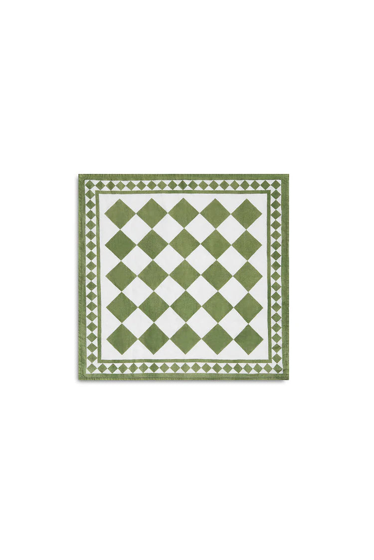 Green Check Linen Napkin