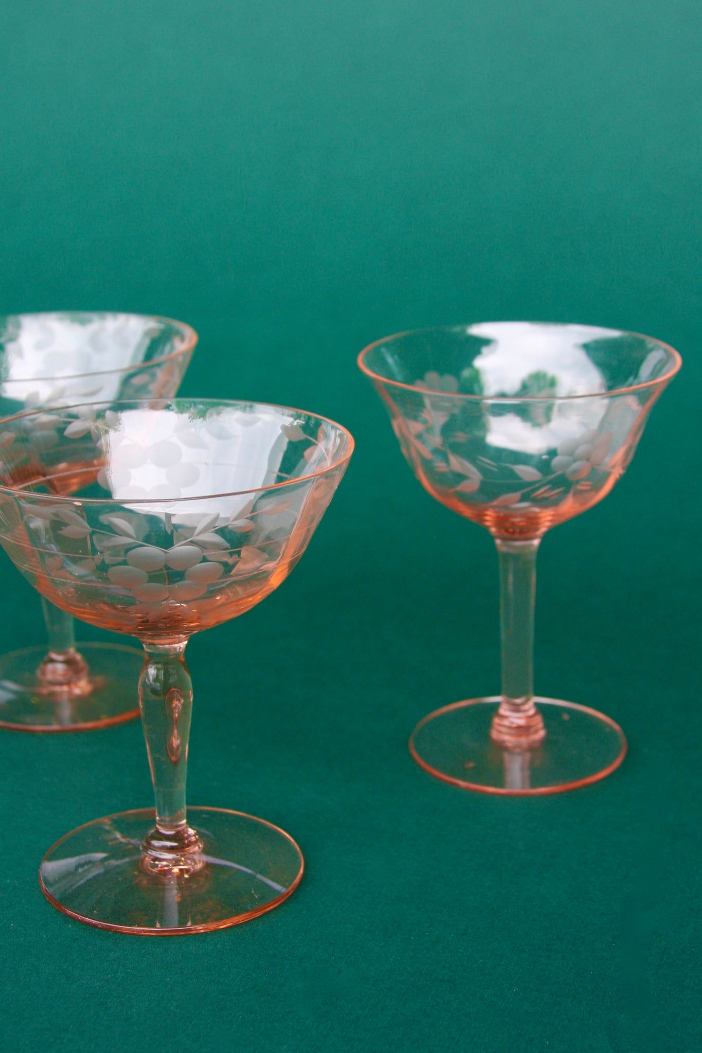 Vintage Pink Depression Glass Coupes - Set of 2