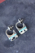 Rocks Earrings - Sterling Silver, Dalmatian Jasper, & Turquoise