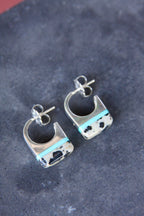 Rocks Earrings - Sterling Silver, Dalmatian Jasper, & Turquoise