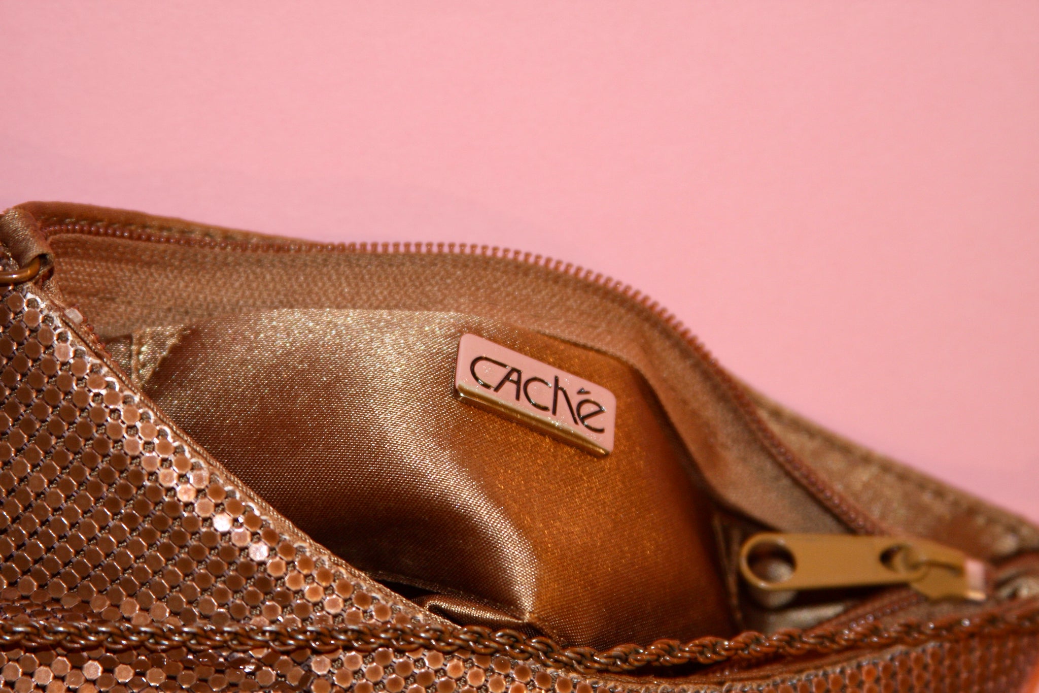 1990's Vintage Cache Chainmail Brown Handbag