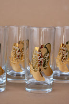 Vintage 22k Gold Cowboy Boot Glasses - Set of Four
