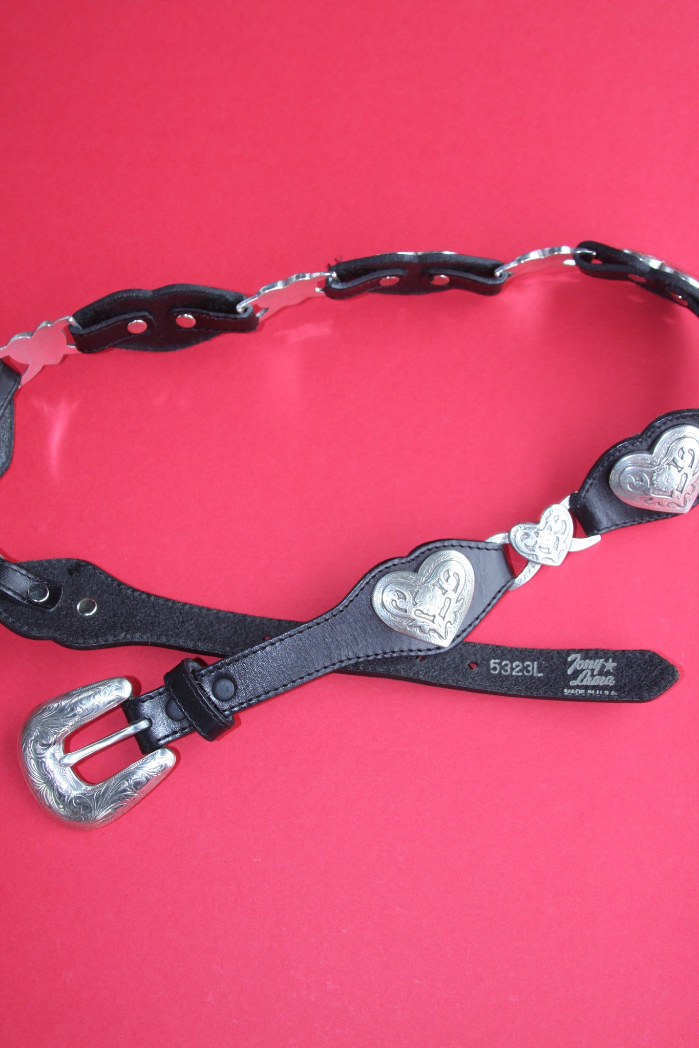 Vintage Tony Lama Heart & Leather Belt