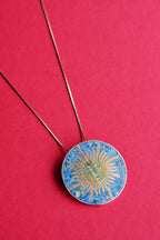 Vintage Taxco Sterling Silver Sun Face Pendant Necklace