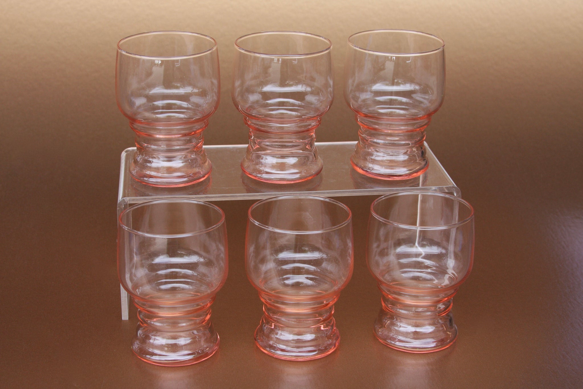 Vintage 1930's Pink Ripple Tumblers - Set of 3