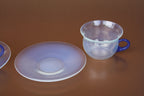 Vintage 1920's French Opaline Glass Mugs + Saucer - Set of 2