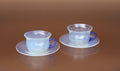 Vintage 1920's French Opaline Glass Mugs + Saucer - Set of 2