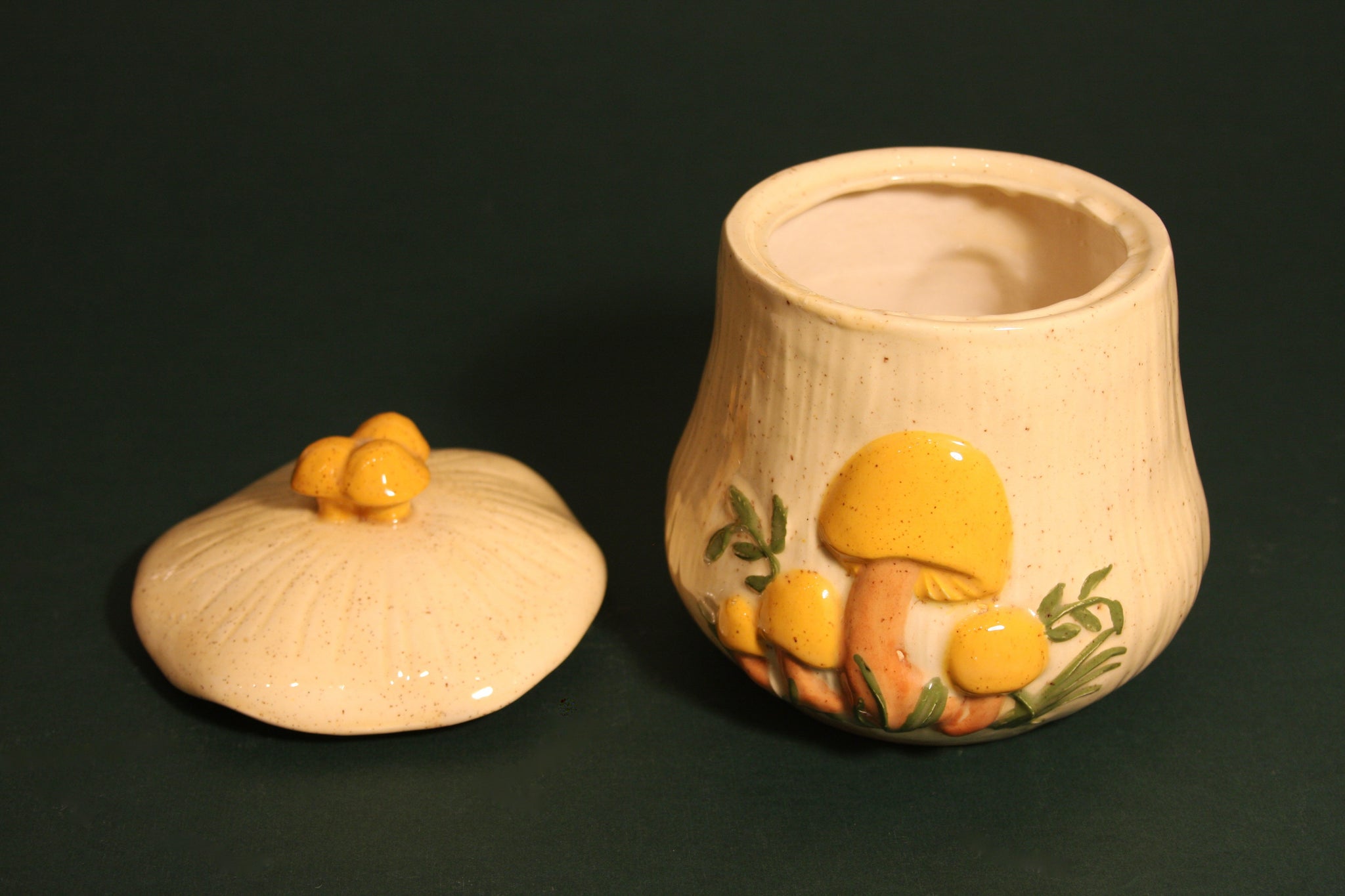 1970's Hand Painted Mushroom Ceramic Canisters - Sold Individually