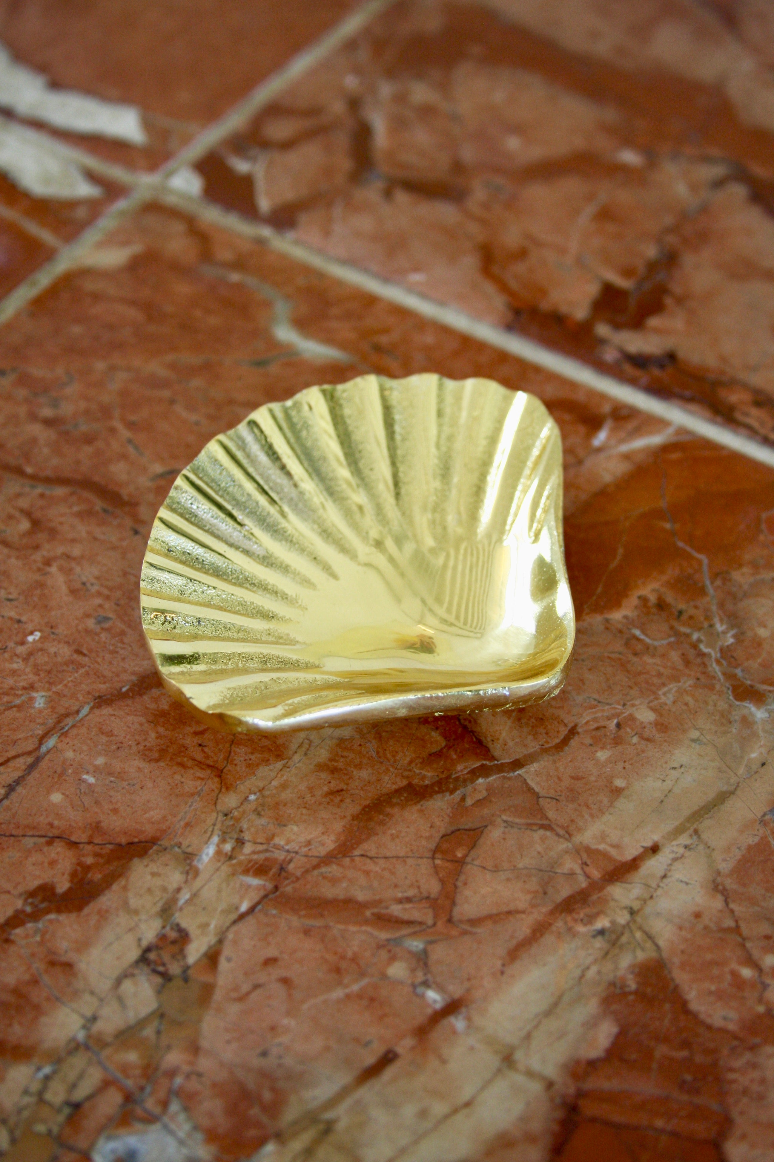 Hand Carved Solid Brass Small Shell Dish