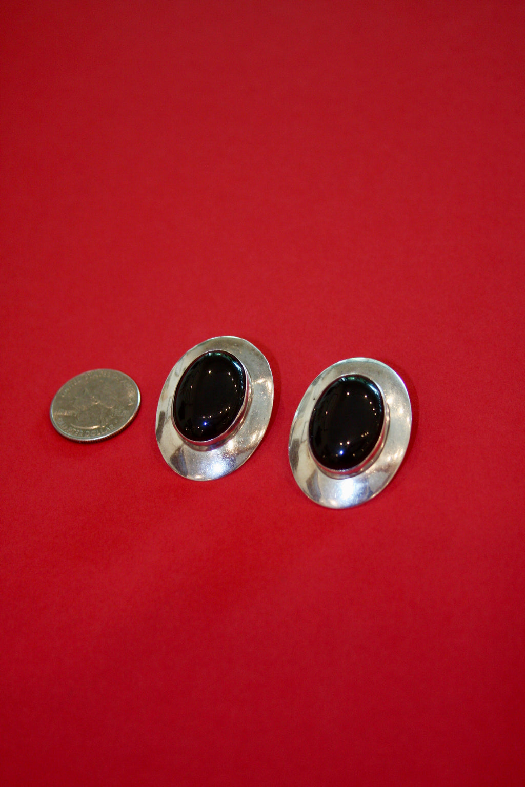 Vintage 80's Sterling + Onyx Earrings