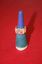 Vintage Ribbed Sterling Conch + CZ Ring - Size 6.75