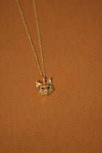 10k Gold Black Diamond Cat Necklace