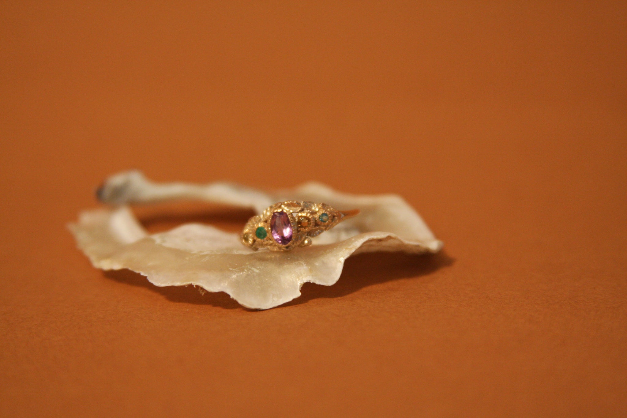 10k Gold Peridot, Emerald, Amethyst, Citrin Ring - Size 6