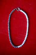 18" Halfsie Necklace - Silver Hematite + Freshwater Pearl