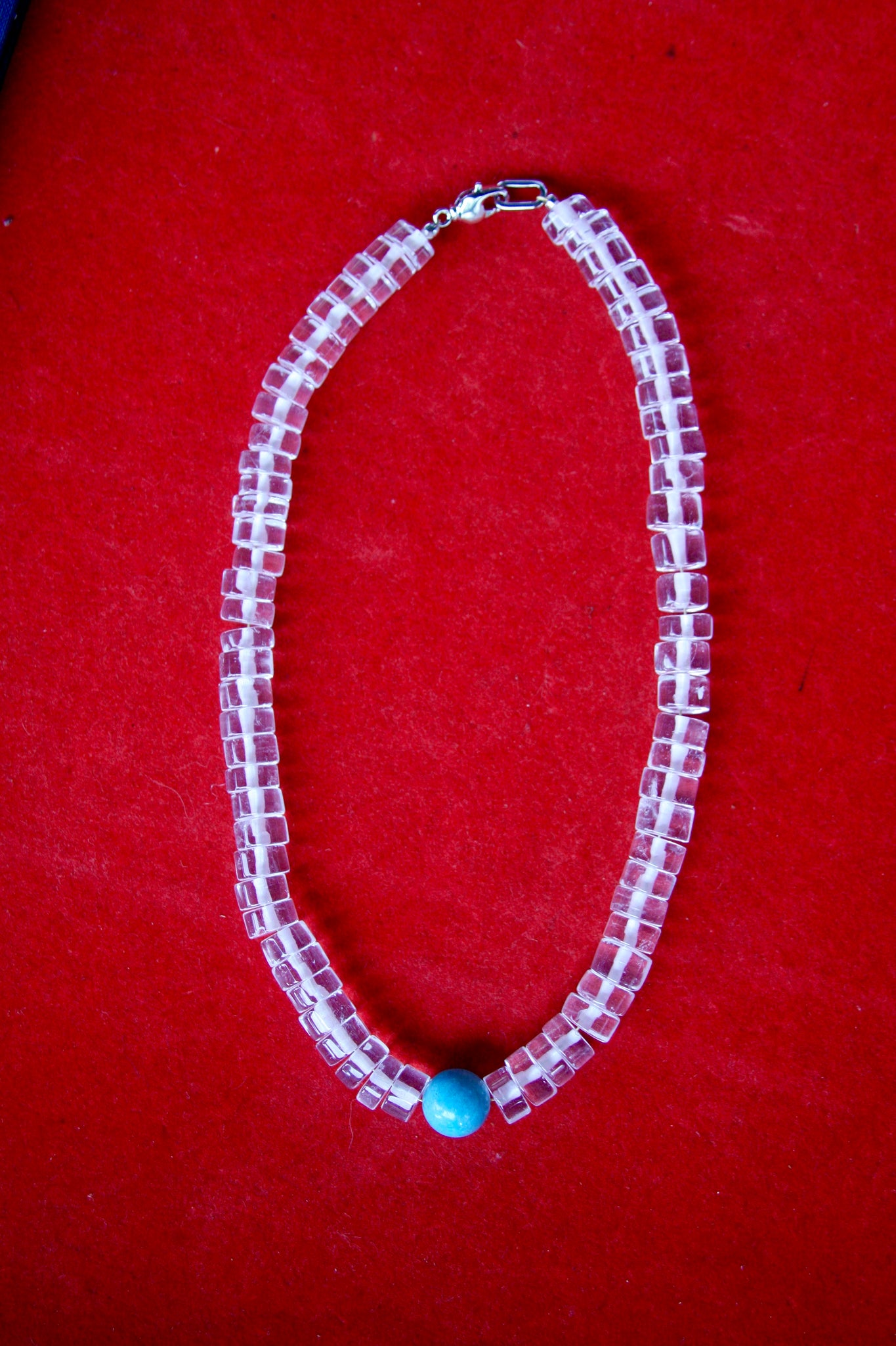 18" Lalo Necklace - Clear Quartz + Turquoise
