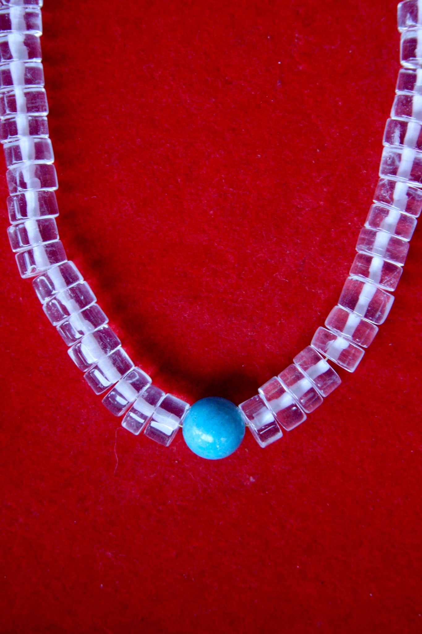 18" Lalo Necklace - Clear Quartz + Turquoise