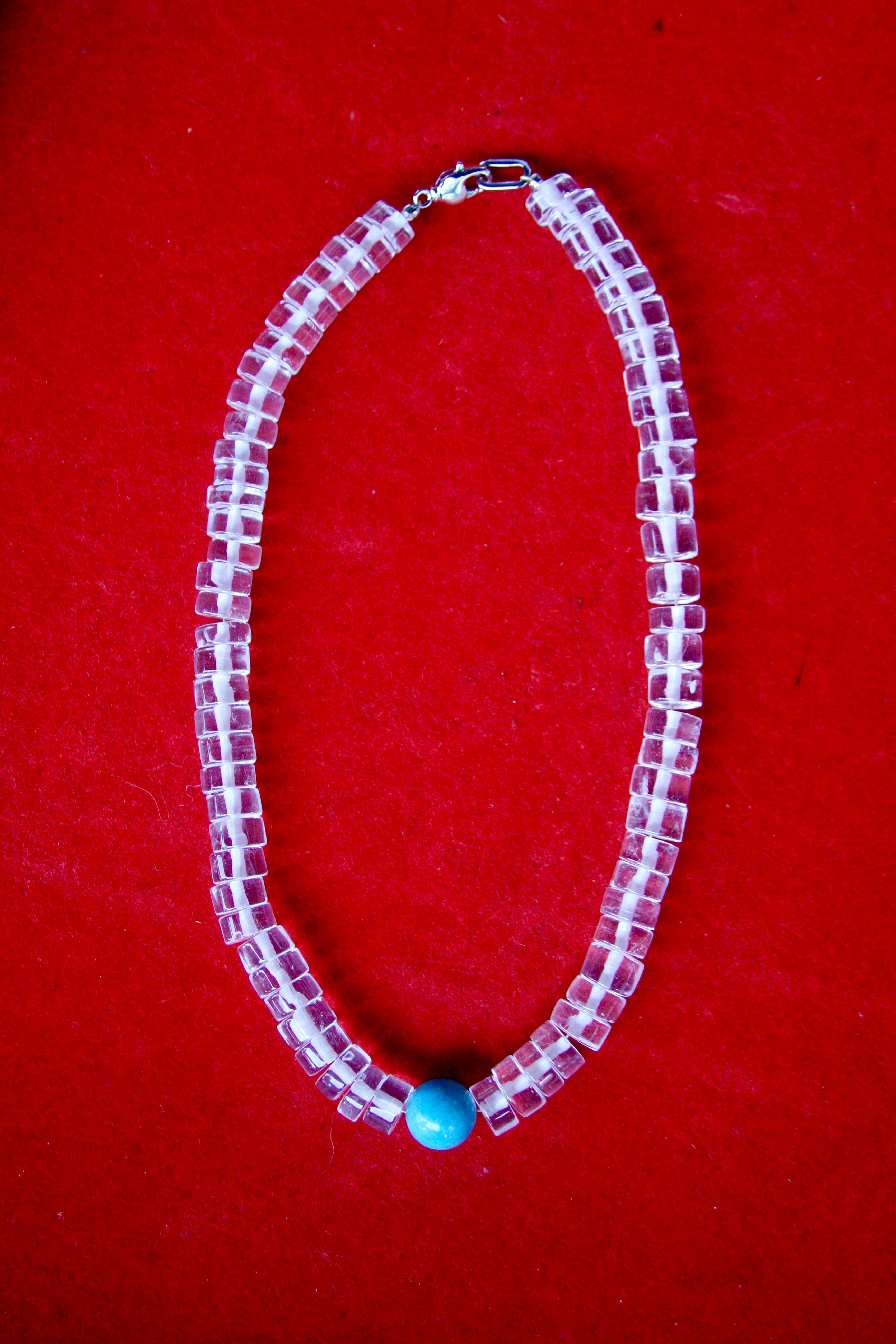 18" Lalo Necklace - Clear Quartz + Turquoise