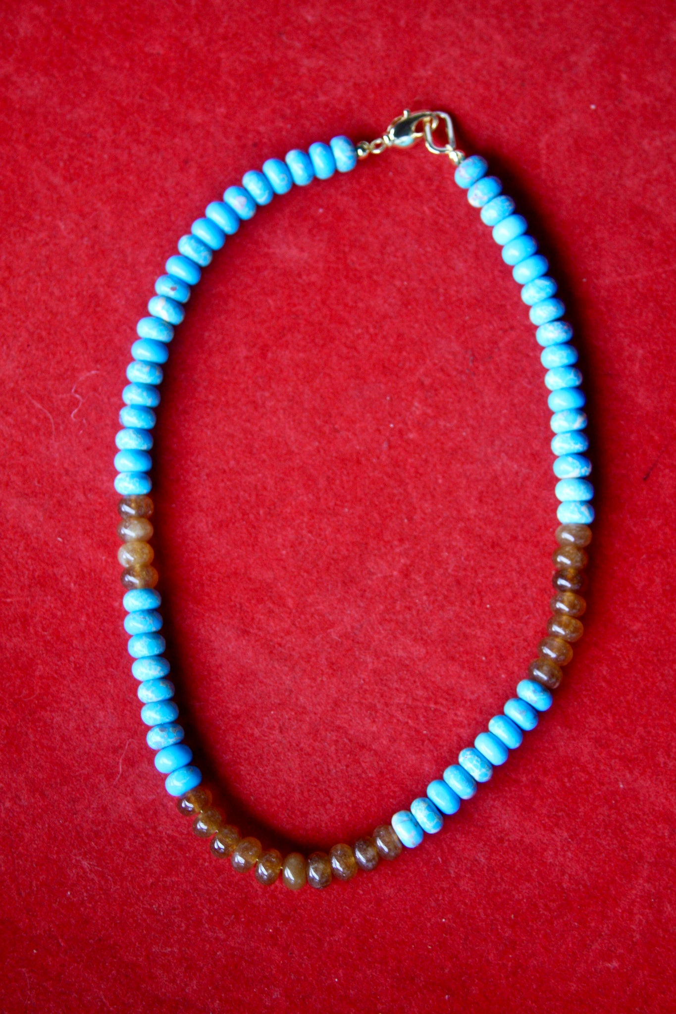 16" Cy Necklace - Turquoise + Brown Agate