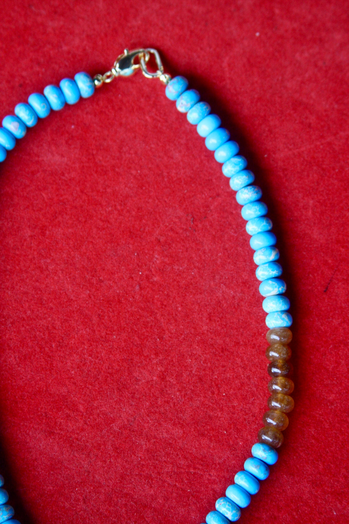 16" Cy Necklace - Turquoise + Brown Agate